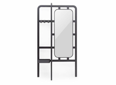 Luxurious hallway mirror with hooks black color perfect modern novelty